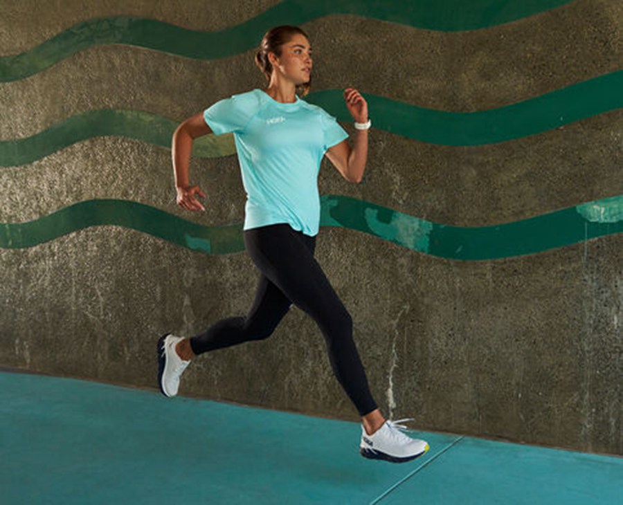 Hoka One One Womens Running Shoes - Clifton 7 - White/Black - CXRO41360